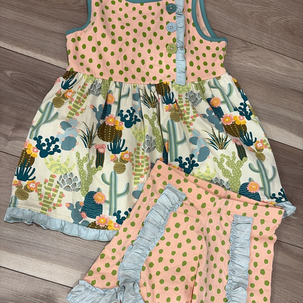 Matilda Jane Pink and Green Cactus Print Kids Matching Set